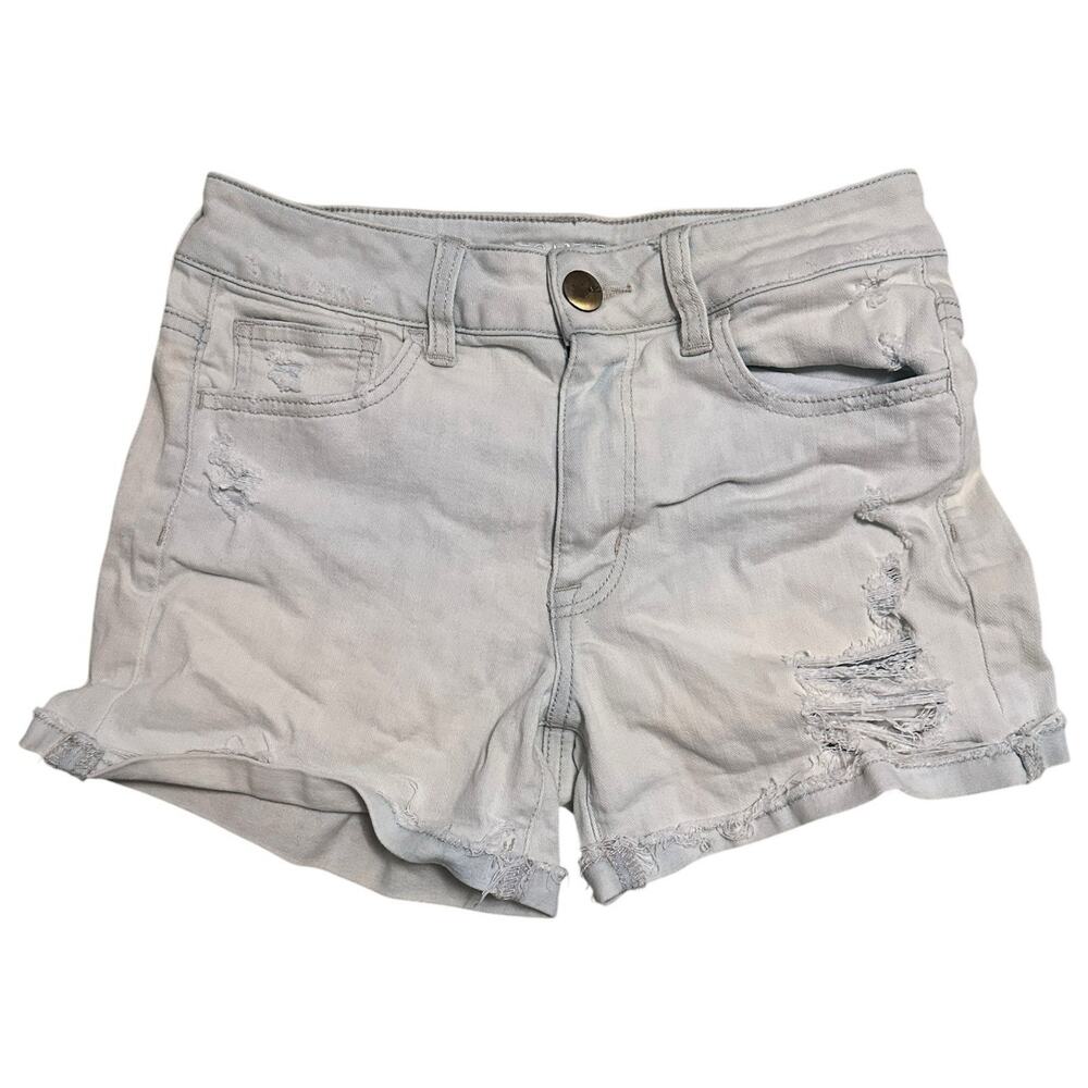 American Eagle High Rise Shortie‎ Shorts Size 4 Distressed Super Stretch Y2K